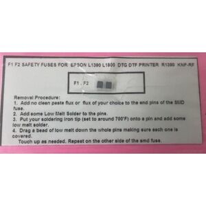 Epson F1 F2 Safety Fuses L1390 L1800 R1390 DTG DTF Printer New 2 Pack SMD 100